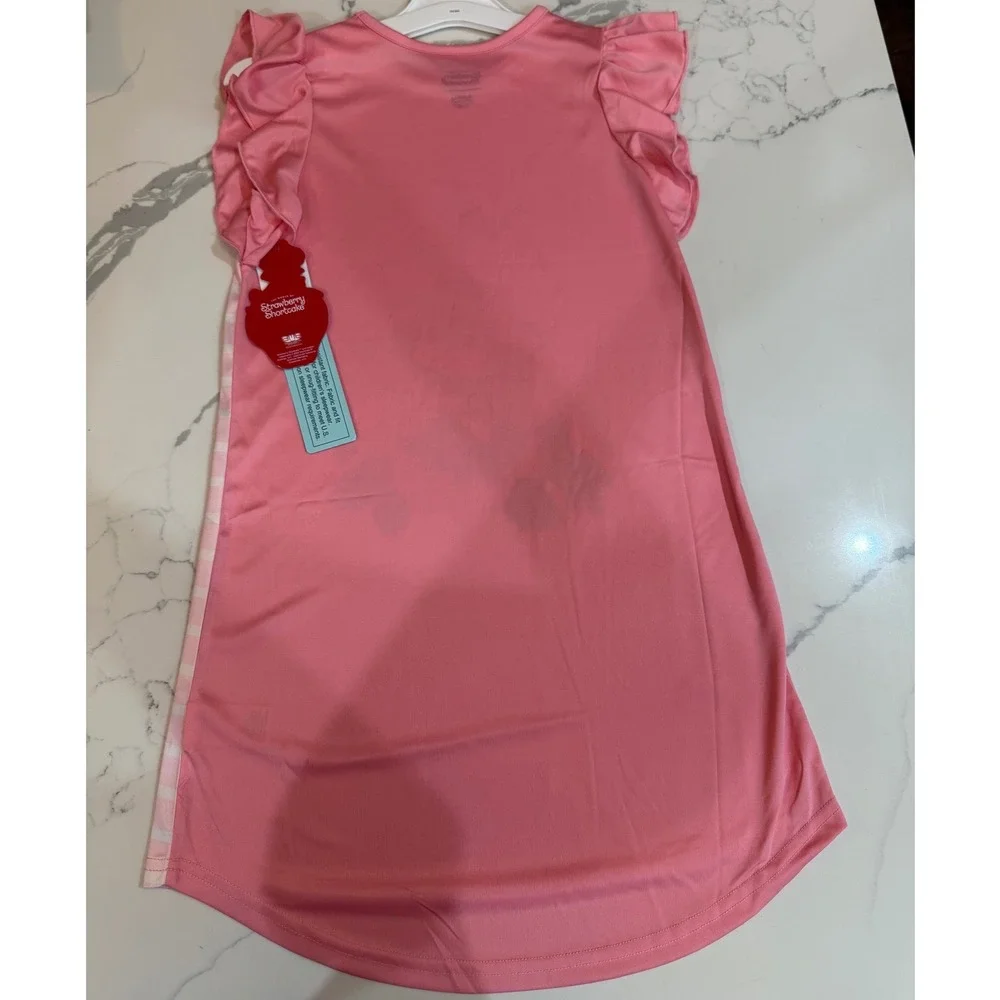 NWT Strawberry Shortcake Girls Nightgown Pink Ruffle Sleep Dress Small 6 6X NEW